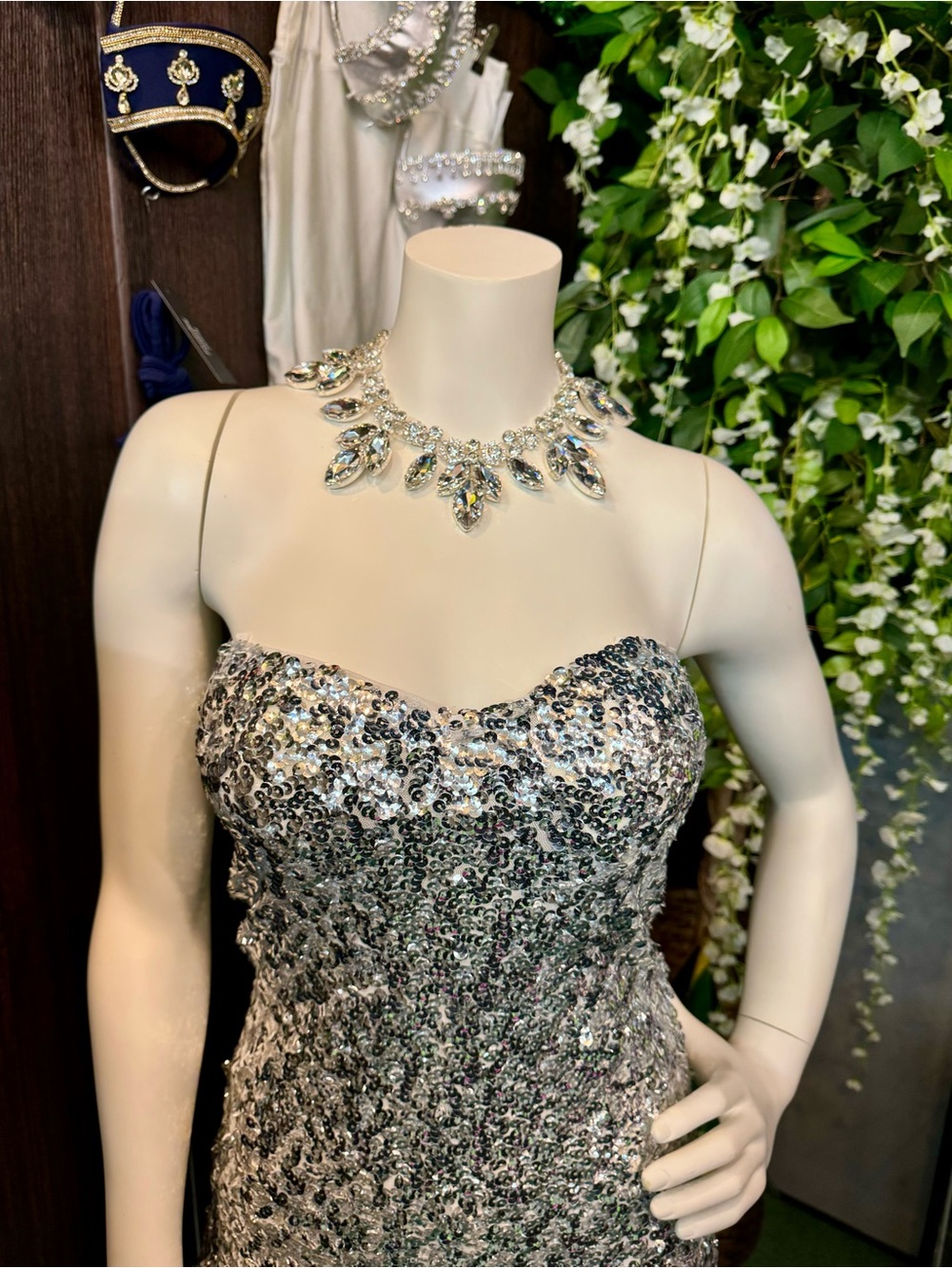 Silver Sequin Strapless Women’s Skirt